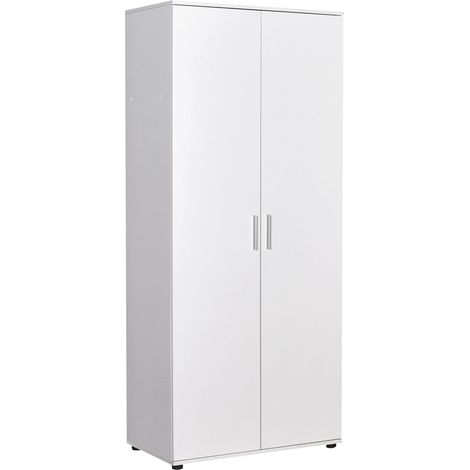 Armoire / placard de rangement de 2 portes coloris blanc - longueur 80 x profondeur 47 x hauteur 187 cm -PEGANE-