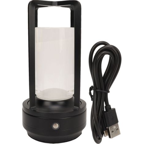 Jeffergarden Lampe de Table sans fil, abat-jour en cristal, 3 températures de couleur, commande tactile, LED rechargeable par USB, lampe de bureau pour la maison, noire (1/5)