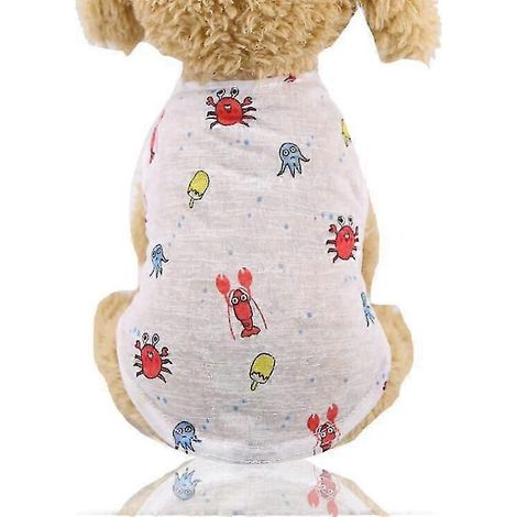 Chaleco de algodón para mascotas, chaleco de protección solar de verano, chaleco fresco y transpirable para perros, linda camiseta estampada para cachorros, para perros pequeños y medianos, Fish (1/5)