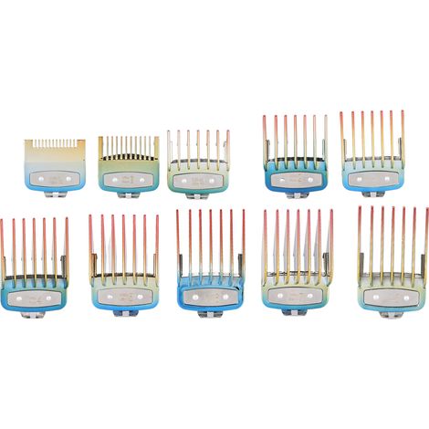 Lot de 10 peignes de coupe de cheveux, guides de remplacement pour tondeuse, coloris variés. (1/5)