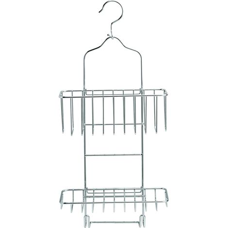 Étagère de Douche avec Crochet à Deux étagères, chromée, 10 x 43 x (H) 24 cm