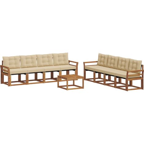 Outdoor Sofa Set with Cushion 9 pcs Natural and Beige vidaXL (1/5)