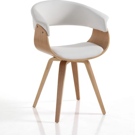 Sedia in pelle sintetica bianca cm. H.72/81 x L.62 x P.51