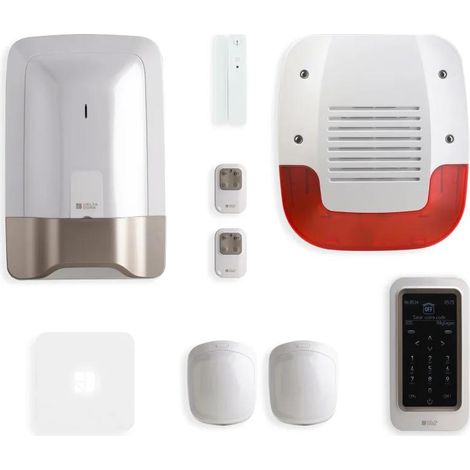 Delta Dore – Pack alarme sans fil connecté 8 zones – Sirène 109 dBA – Portée radio 300 m – Pilotage smartphone – 6410192