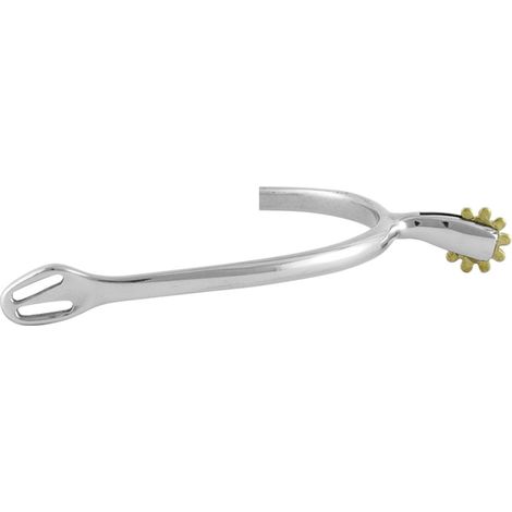 Speroni da dressage in acciaio inox con rotella grande colore ottone