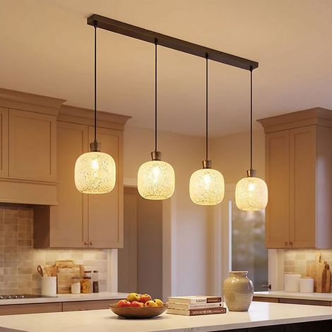 Suspension pour salon, noir, chrome, verre, mosaïque, L 106 cm (1/5)