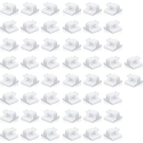 50 robuste Kabelclips mit Klebefläche, Kabelbinder zur Kabelaufbewahrung, verstellbare Kabelmanagement-Halterung, Kabelorganisator für Büro/Zuhause/TV/Ladegerät/Auto/PC [Weiß]