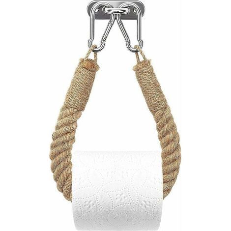Toilettenpapierhalter, Handtuchhalter aus Hanfseil für Bad und Küche, Badezimmer-Papierhalter, Toilettenhandtuchrollenhalter (Gelb) (1/4)