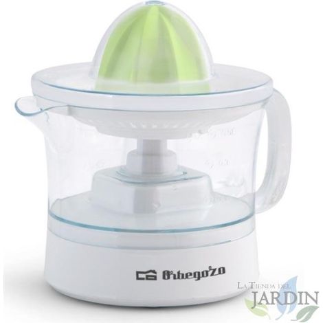 Spremiagrumi Orbegozo. Potenza 25W. Capacità 0,5 litri. Include due coni. Rotazione bidirezionale. Base antiscivolo.
