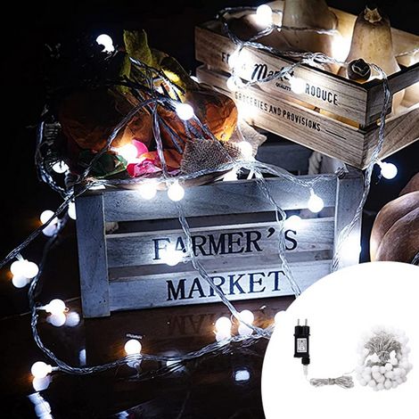 Catena decorata con 160 Led a mini sfere luminose Bianco Freddo 16 metri con cavo trasparente Wisdom (1/4)