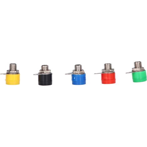 Prise banane 4 mm avec nouvelles bornes de connexion en cuivre en forme de croix (rouge, noir, jaune, bleu, vert) vendues par lots de 10. (1/5)
