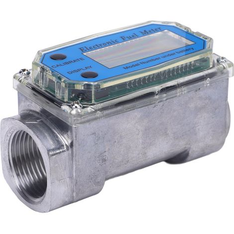 Misuratore di portata digitale a turbina, misuratore di portata multifunzionale in metallo ad alta precisione per acqua, diesel e benzina, 32 mm / 1,3 pollici: minimo 10 l/min, massimo 100 l/min