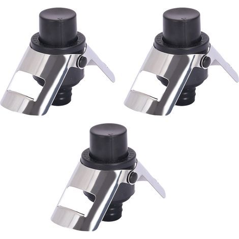 Stopper Pour Vin Pétillant - Pompe Intégrée - Pour Champagne Prosecco Cava - 3 Pièces (1/5)