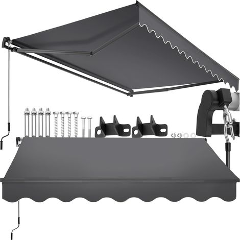 Store banne à bras articulé avec tissu déperlant 250x200cm gris foncé (1/5)