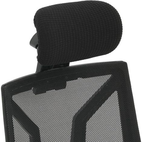 Housse de chaise de bureau - Noire - Housse d'appui-tête - Élastique - Imperméable - Chaise d'ordinateur - Anti-taches - Taille unique - Anti-poussière (1/5)