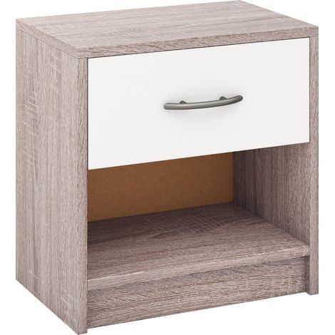 Comodino con cassetto e ripiano aperto 38,5 x 28 x 40,5 cm pratico spazio di archiviazione stile moderno in legno precomposto grigio chiaro e bianco 200013941