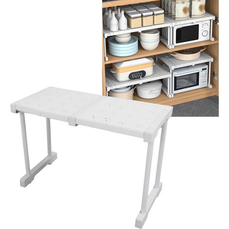 Étagère extensible pour armoires, étagères à plusieurs niveaux, étagères sous évier, séparateurs de placard, longueur intérieure d'un meuble sous évier à légumes 37-48 cm (1/5)