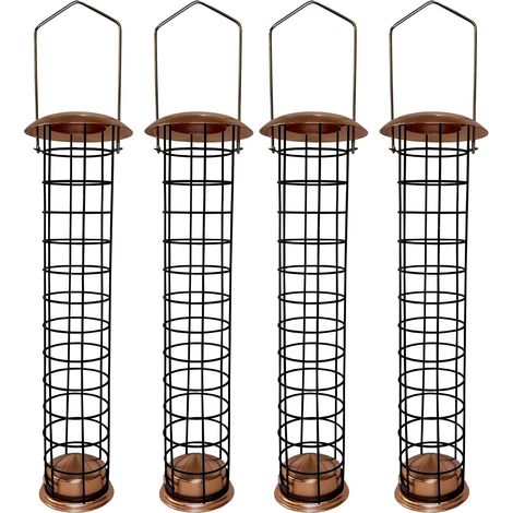 Large Copper Style Hanging Bird Suet Fat Ball Feeder (Set of 4) (1/5)