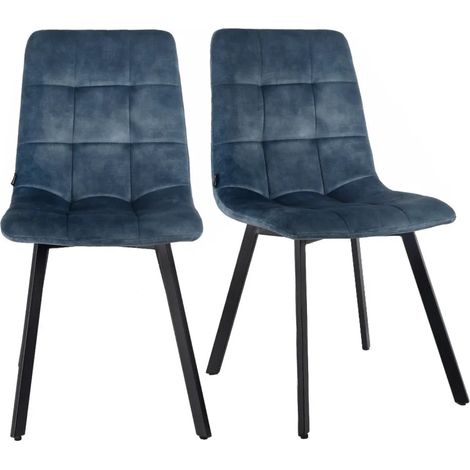 Lot de 2 chaises en velours bleu avec pieds en métal noir - NAMI 2 (1/5)
