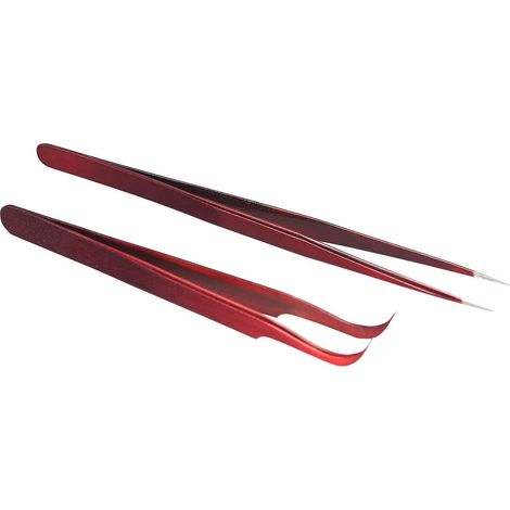 Set mit 2 Wimpernverlängerungspinzetten aus Edelstahl für Augen-Make-up