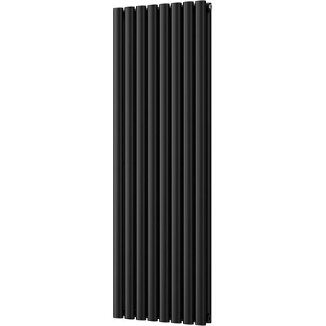 Omeara - Black Vertical Radiator H1400mm x W464mm Double Panel