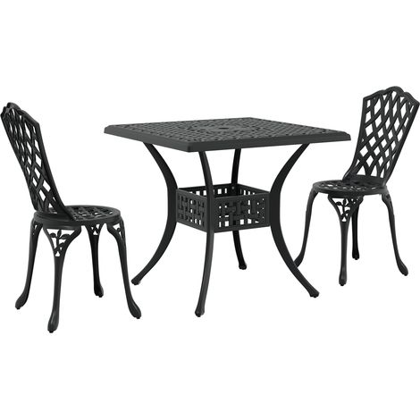 Conjunto de mesa de jardín 3 pcs Negro Aluminio fundido vidaXL (1/5)