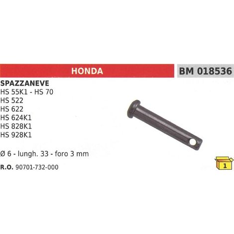 Perno spinotto di sicurezza ø 6mm L 33mm foro 3mm spazzaneve HONDA HS 55K1 HS 70