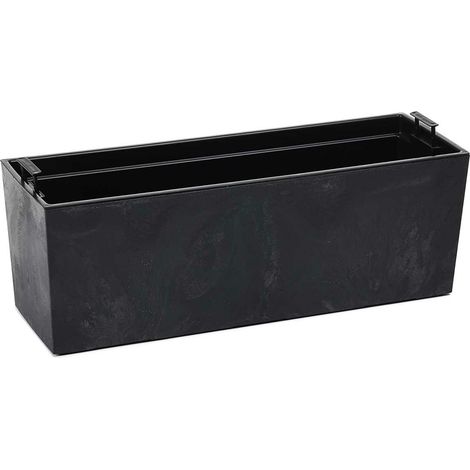 Maceta tipo ramo de hormig贸n negro, 56 x 19 cm.