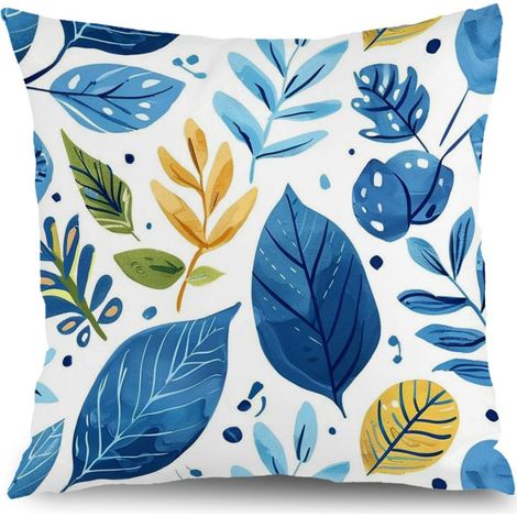 Housse de coussin floral extérieur, style ferme rustique pour canapé maison salon chambre,50×50cm (1/5)