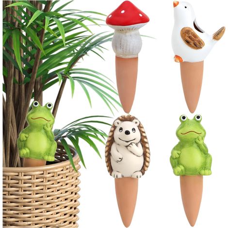 4x Arroseur Automatique, Cône Argile, 15,5cm, Terre Cuite, Motifs Animaux, Plantes Intérieur (1/5)