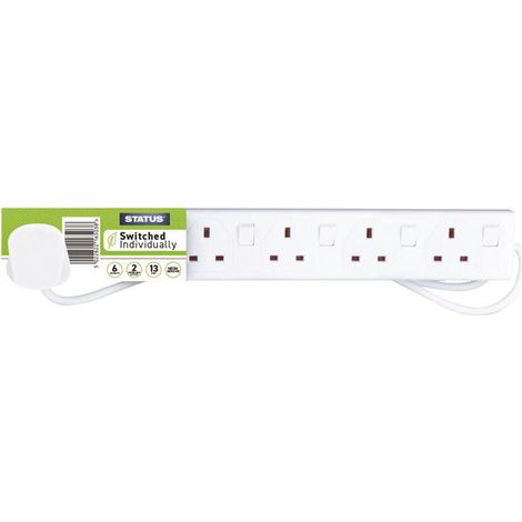 Status 6-Gang Individually Switched Extension Lead 2M 240V