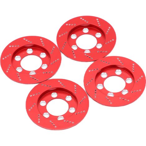 4 pièces Disque de Frein Aluminium pour Voiture RC 1/10, Étage 1.9 Pouce, Caliper Frein Simulation Crawler Rouge