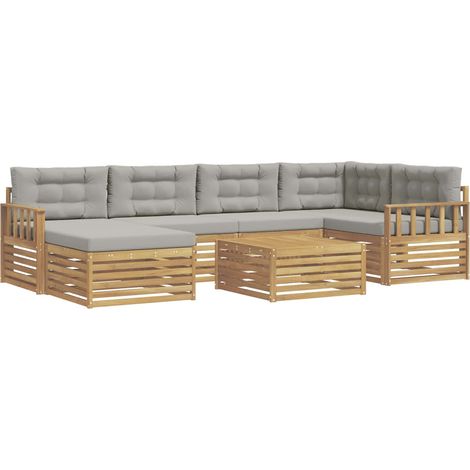 Set di divani da esterno 7 pz 6-Posti Bianco e Grigio Chiaro vidaXL (1/5)