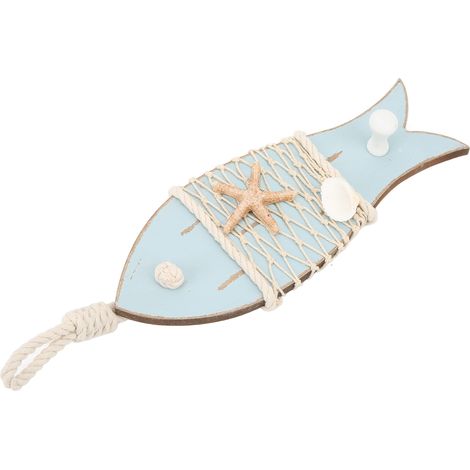 Décoration suspendue en bois représentant un poisson, style nautique antique et simple, en bois naturel, pour la maison, un bar ou un restaurant. (1/5)