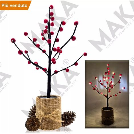 Albero di Natale LED 35/45cm Luminoso da Tavolo USB o Batteria Decorazioni Natalizie classico 35cm 14LED alberello (1/5)
