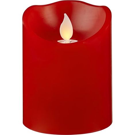 Star Trading Bougie M-Twinkle, Bougie ronde, Rouge, LED, Minuteur, Jaune chaud, Intérieur, 10 cm