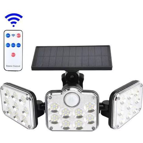 Applique murale solaire de jardin avec 138 LED, trois têtes d'éclairage, détecteur de mouvement PIR, étanche, angle réglable – RAPANDA (1/5)