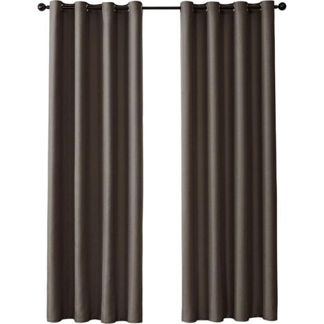 Thermovorhang mit Ösen, verdunkelnd, 1 Stück, 132 x 160 cm – Fensterdekoration für Wohn- und Schlafzimmer – Kaffeebraun (1/4)