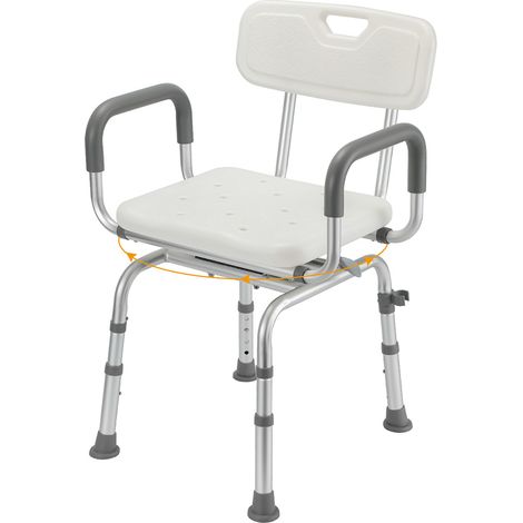SWANEW Sgabello per doccia Sedile per doccia regolabile in altezza fino a 136 kg sgabello per bagno - Con schienale + rotazione di 360 gradi (1/5)