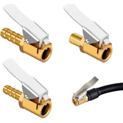 QORVA-Lot de 3 embouts de gonflage en laiton, clips pour pompe à air, connecteurs de valve de gonflage, adaptateurs de valve pour pneus de voiture ou de camion, 3 modèles (filetage M8, 6 mm et 8 mm) (1/4)