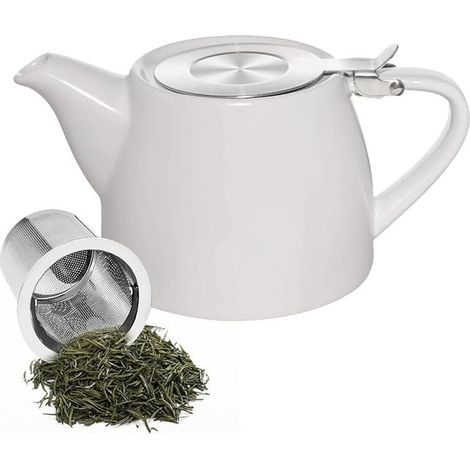 teapot with removable infuser ceramic stainless steel fine mesh (1/5)