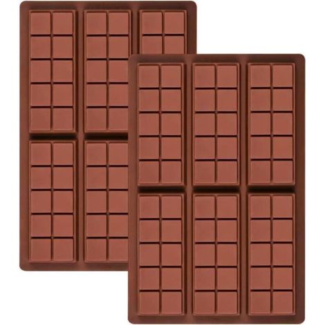 Moule Tablette de Chocolat,moule silicone chocolat,Moule Silicone de 6 Cavités,Sans BPA,pour Faire du Chocolat,Fondant,Gelée,2p (1/4)