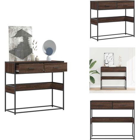 Konsolentisch Braun Eichen-Optik 90x35x80 cm Holzwerkstoff - Konsolentisch - Konsolentische - Tisch - Flurtisch (1/5)