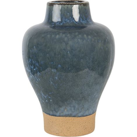 Vase Décoratif en Céramique Style Rural Bleu 21 x 31 cm, Objet de Décoration pour Intérieur - PANGIVO