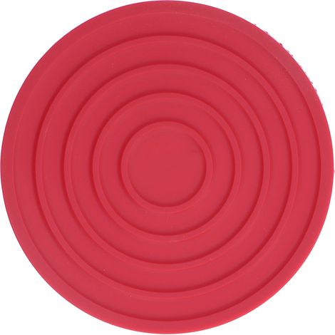 Dessous de plat rond en silicone alimentaire résistant à la chaleur et épais, idéal pour la cuisine, les restaurants et la maison (rouge). (1/5)