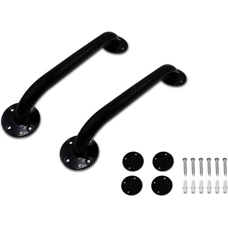 Mobility Barre d’Appui Douche et WC (30 cm, x2 Unités), Sécurité Salle de Bain, Poignée Handicapé, Antidérapante, Époxy Noir (1/4)