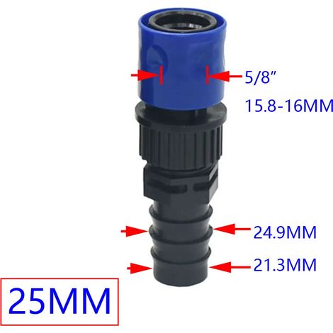 Raccord rapide pour tuyau d'arrosage (1 pouce x B) à barbes, diamètres 1/4, 3/8, 1/2, 3/4, 1 pouce, 4/7 mm, 8/11 mm, 16 mm, 20 mm, 25 mm, 1 pièce (1/5)