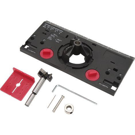 35-mm-Scharnierbohrlehren-Set, Lochbohrführung mit Fräser und 1/16-Zoll-Bohrer, Schwarz (1/5)