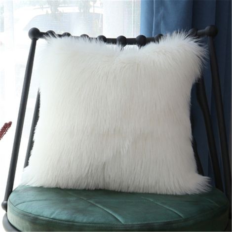 Housse de coussin fausse laine double face 45x45 cm (1/4)