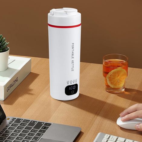 Reise Wasserkocher, 250-300W Klein Elektrische Wassertasse mit 4 Stufen der Temperaturkontrolle & LED-Anzeige, Mini-Wasserkocher für Camping, Wandern, zu Hause, Reisen, 7.5 23cm, Weiß (1/5)